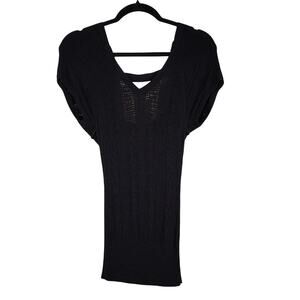 Guess Jeans Y2K Knit Stretch Streetwear Black Sweater Short Sleeve Top Shirt